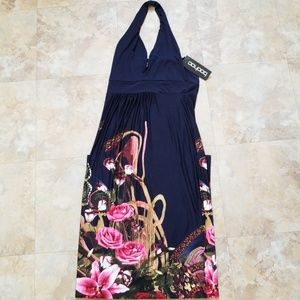 Boohoo Bethany Border Print Halter Maxi Dress